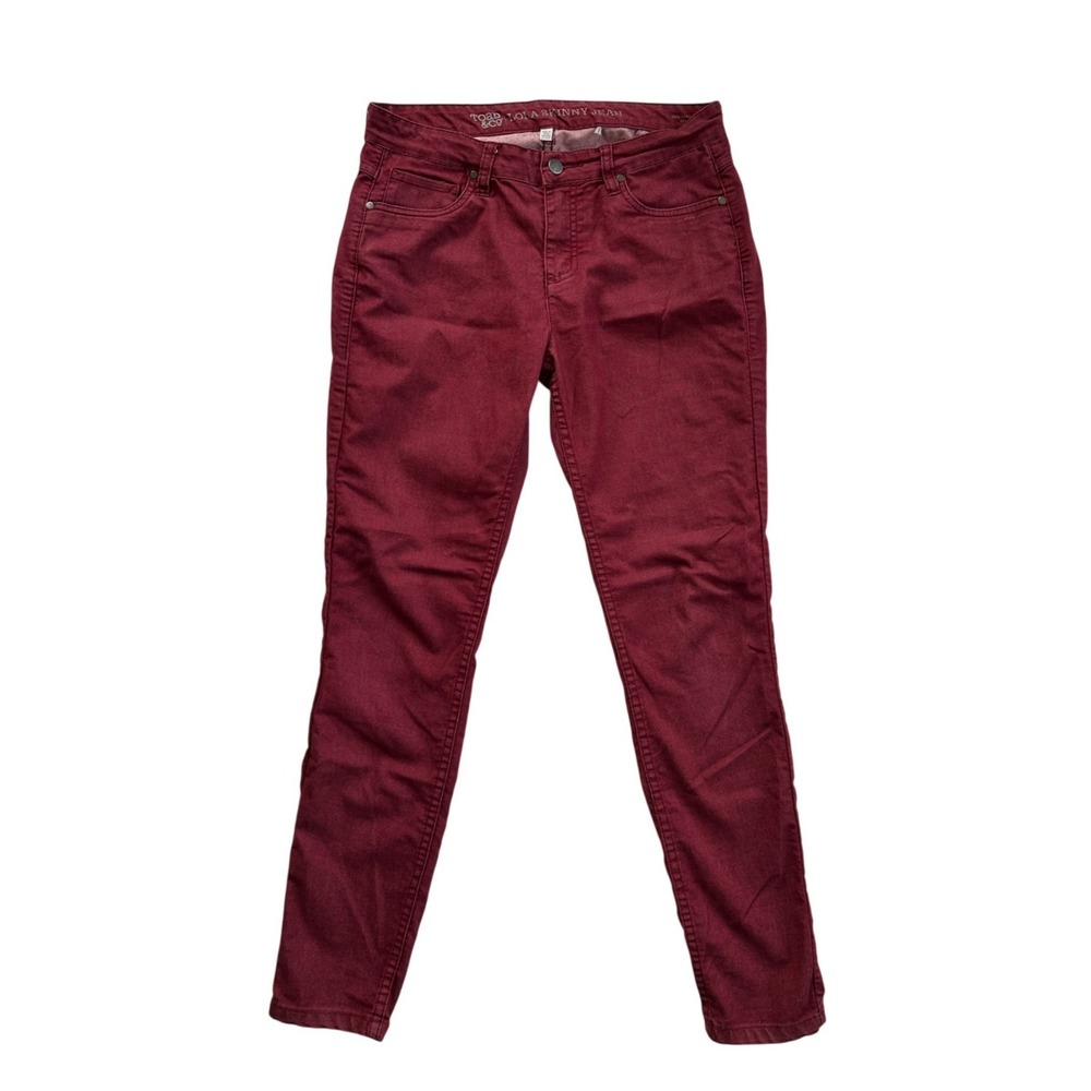 Toad&Co Lola Skinny Jean Women 8 Burgundy Wine Organic Cotton Stretch Excellent